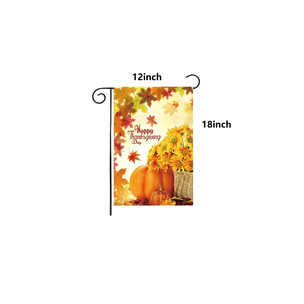 Double Sided Garden Flags Set of 2 for Halloween and Thanksgiving Outdoor Use 18 by 12 Inches Polyester Fabric
