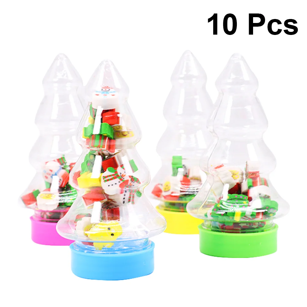 10 Bottles Creative Christmas Eraser Set Practical Christmas Gift Eraser Christmas Tree Bottle Eraser Christmas Gifts for Studen