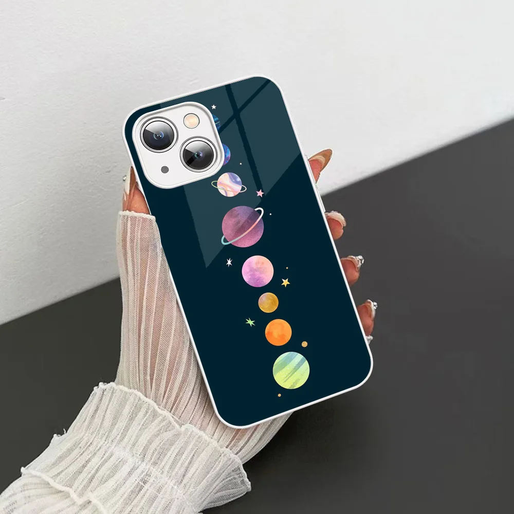 Space Airship Astronaut Phone Case Tempered Glass For iphone 14 13 12 11 Pro Mini XS MAX 14Plus X XS XR Cover image 3