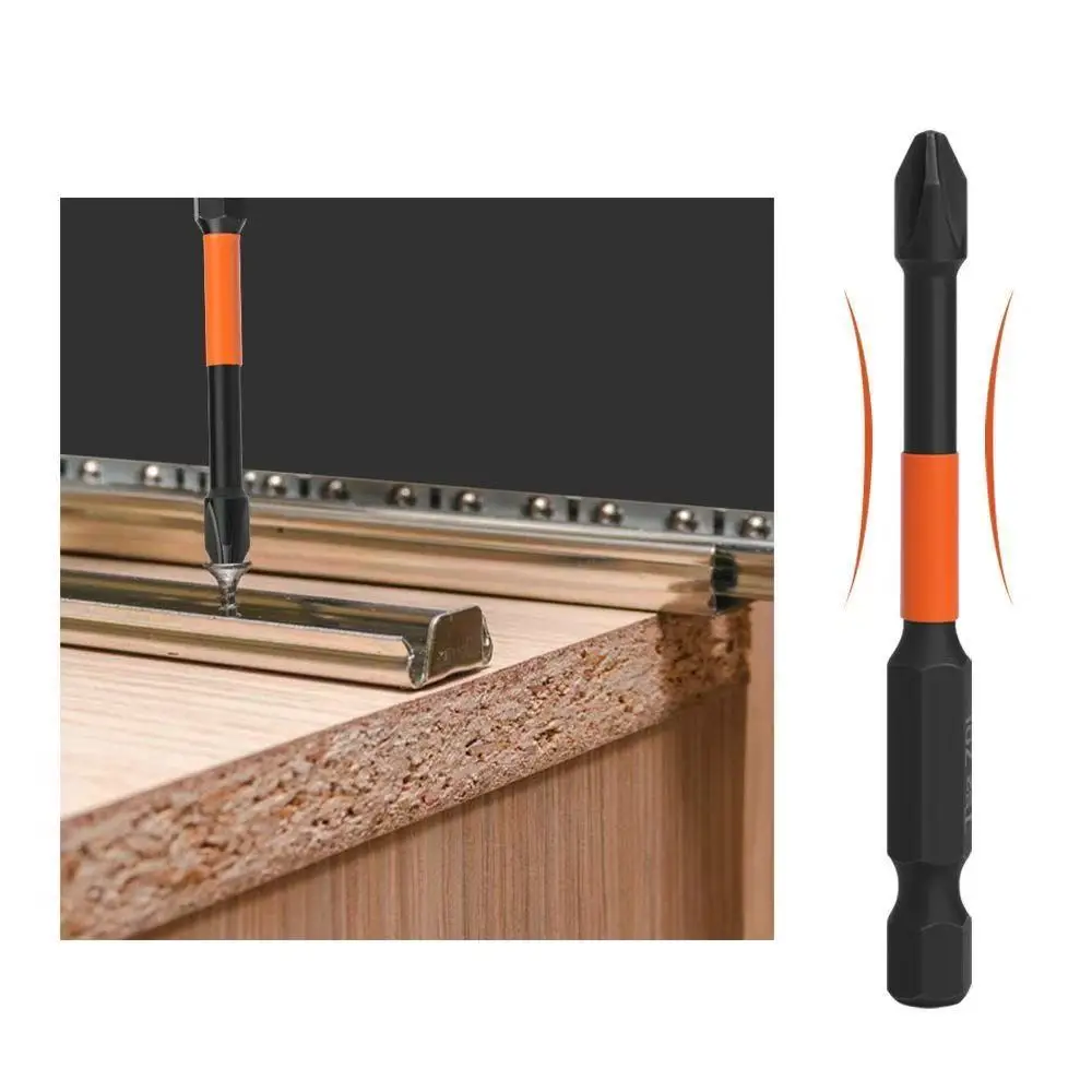 4/6PCS Orange S2 Impact Magnetic Anti-Slip Cross Screwdriver Bits Set 50-70mm Strong Hand Drill Bit Electric Tool Accessories