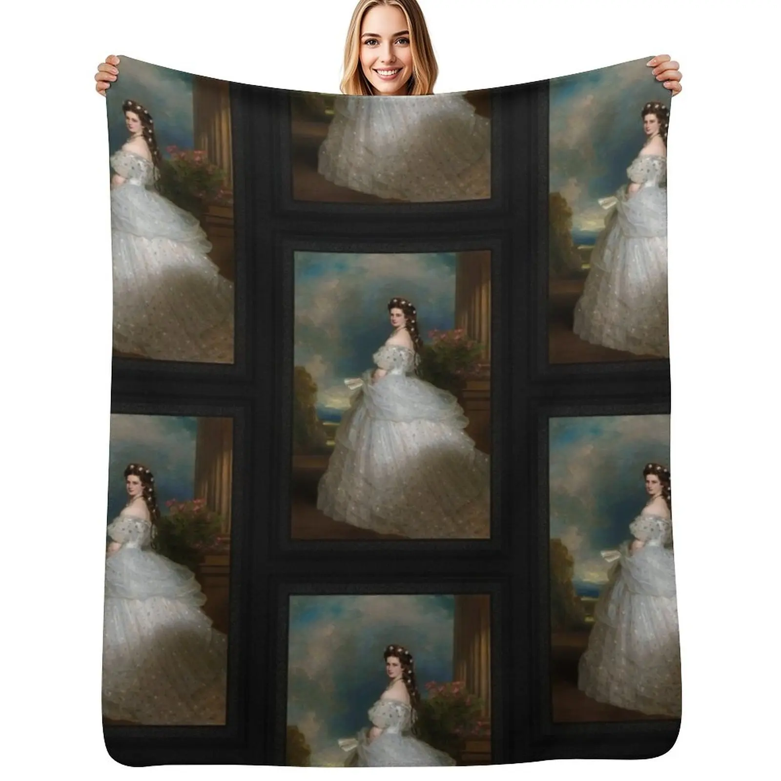 Portrait Of Empress Elisabeth of Austria by Franz Xaver Winterhalter Throw Blanket Cozy Throw Blanket Birthday Gift for Him Her