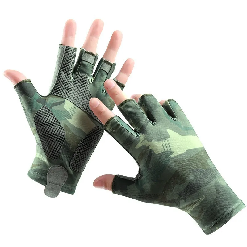 Sunscreen UV Protection Fishing Gloves for Men Women Outdoor Cycling Spring Summer Ice Silk Breathable Half Finger Non Slip Lure