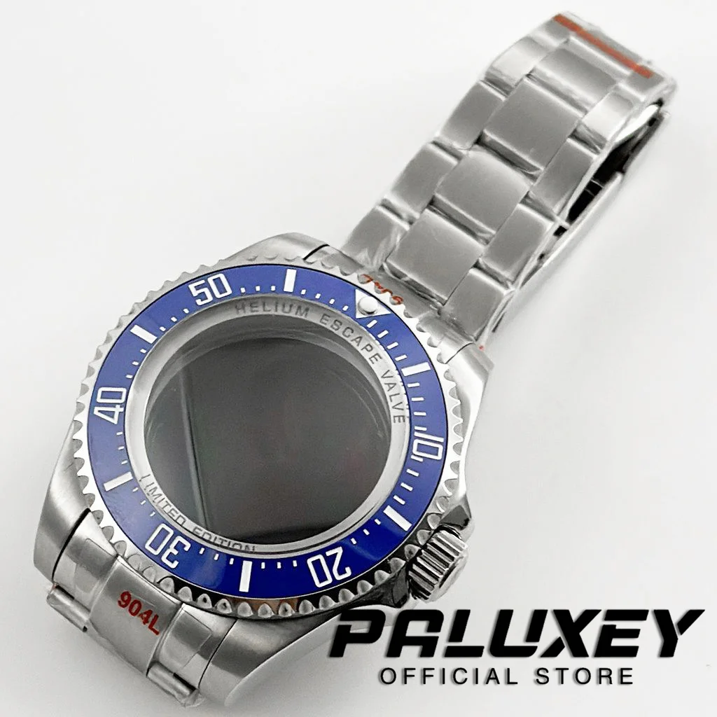 44MM Blue Ceramic Cezel Sapphire Crystal DEEP SEA Homage Big Watch Case With Bracelet Compatible Fit NH35 NH36 NH34 Movement