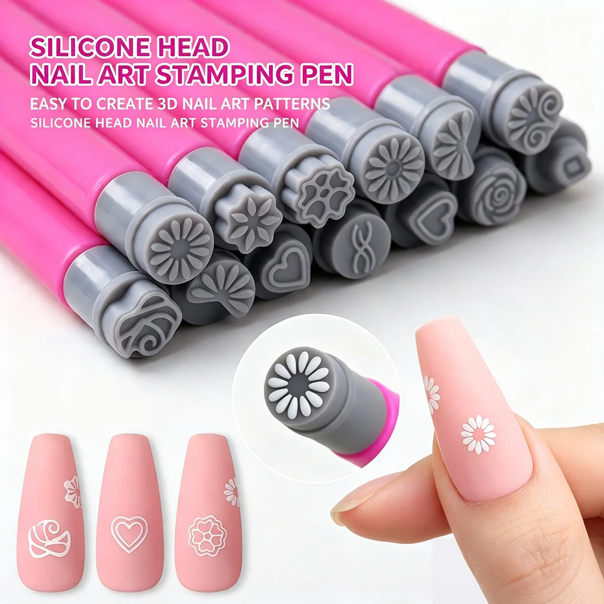Nail Art Stamp Pen Set -Butterfly & Daisy &Floral Patterned Stampers Nail Dotting Pen Graffiti Stamps Nail Art Tool