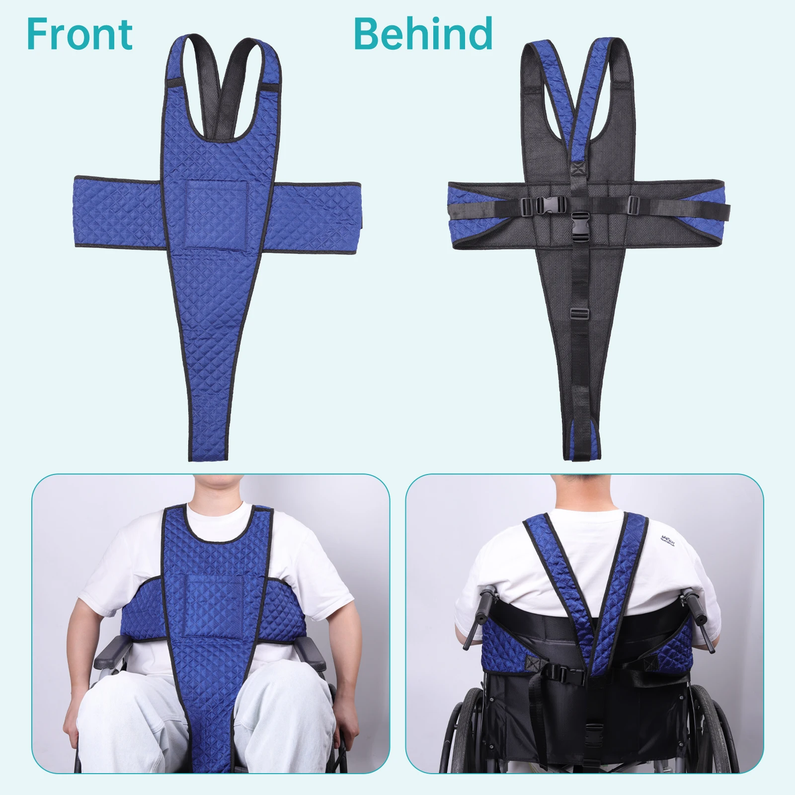 

Wheelchair Seatbelt with Pocket,Non-Slip and Drop-Resistant Wheelchair Safety Belt with Adjustable Straps Buckles