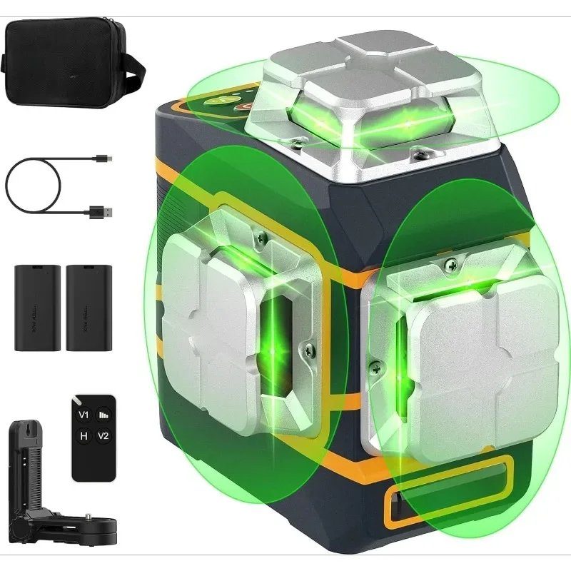 

Laser Level CM-801 Laser Level Self Leveling 3x360°3D Green Cross Line For Decoration And Picture Hanging With Two Rechar