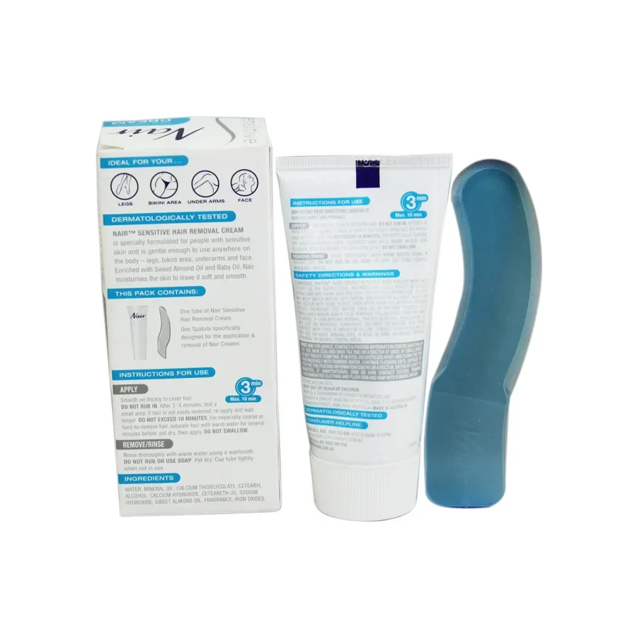 كريم إزالة الشعر الحساس من ناير للنساء - لطيف على البشرة الحساسة، لا حاجة إلى ماكينة الحلاقة، يساعد على منع الشعر البالغة