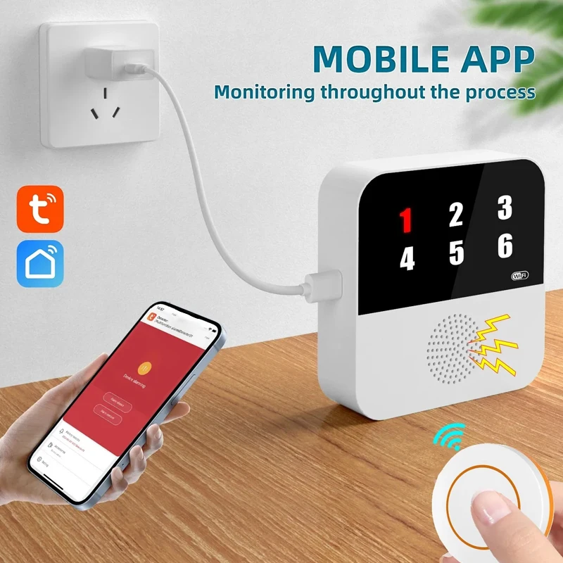 Tuya WIFI SOS Button Wireless Caregiver Pager SOS Alarm Senior Elderly Emergency Alarm For Seniors Patients Elderly At Home