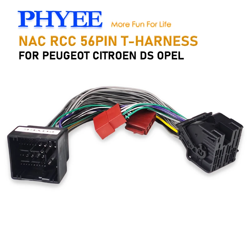 PHYEE NAC RCC 56-Pin T-Harness mit ISO-Breakout-Kabel, SOT-Anschluss für Peugeot Citroen DS Opel Stereo DSP-Verstärker, Plug & Play – Detail 1
