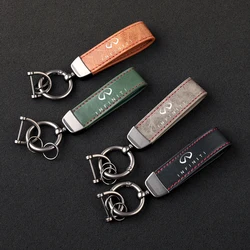 Premium leather Ultra-clear printing Metal fob key chain For Infiniti Q50 FX35 Q30 G37 Q70 QX70 G35 Q60 QX50 QX60  Accessories