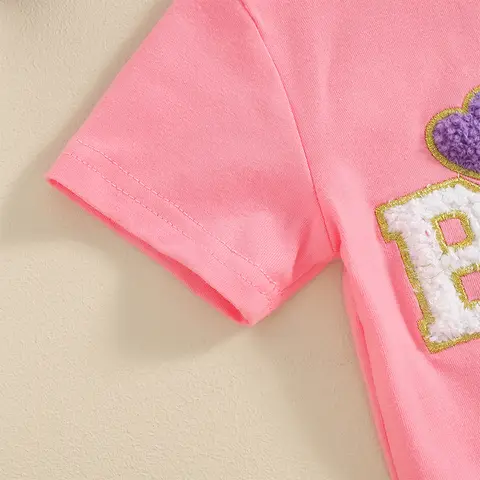 Födelsedagströjor för barn med broderade bokstäver, rund halsringning, korta ärmar och avslappnade sommartröjor för småbarn 10 best sales tröja för babyflicka - №5
