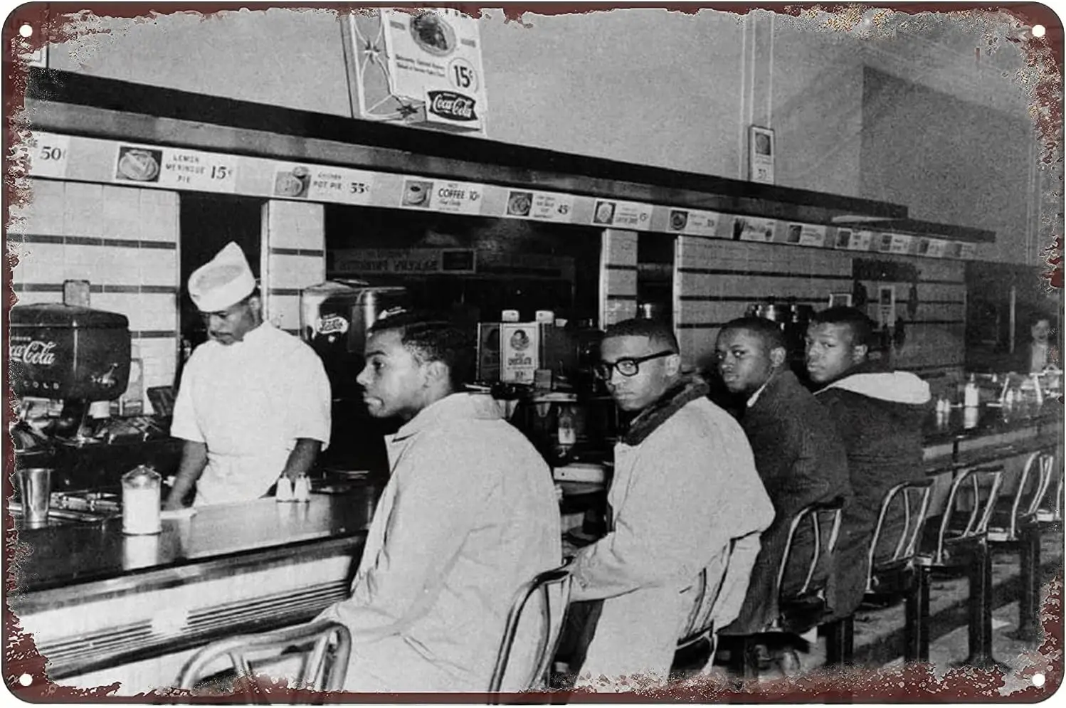 African American Students During the Civil Rights Movement 1960s Poster Black History Metal Tin Sign Wall Art Plaque Decor for H