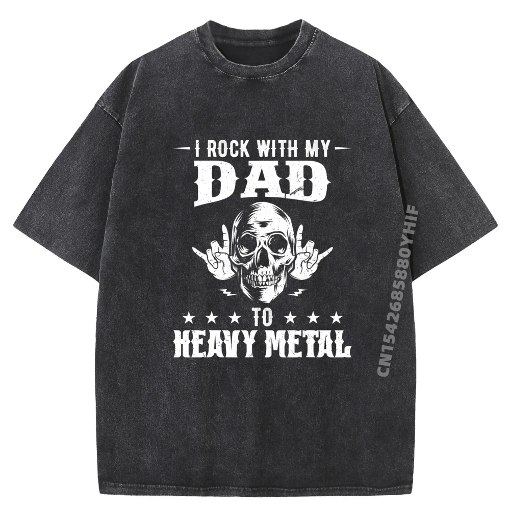 

Youth T-shirts Men I With My Dad All Crazy Tops Tees Autumn Graphic T-Shirt Mens Retro Washed Clothes