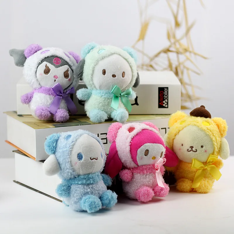 12cm Kawaii Sanrio Keychain Plush Anime Kuromi Doll Keyring Hello Kitty Plushie Cinnamoroll Key Bag Pendant Toy Gift for Girls image 2