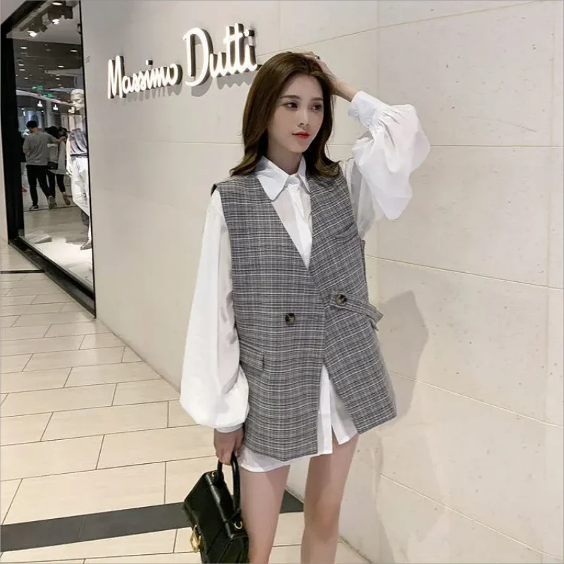 British retro Temperament small fragrant wind set women 2024 early autumn new foreign style plaid suit vest