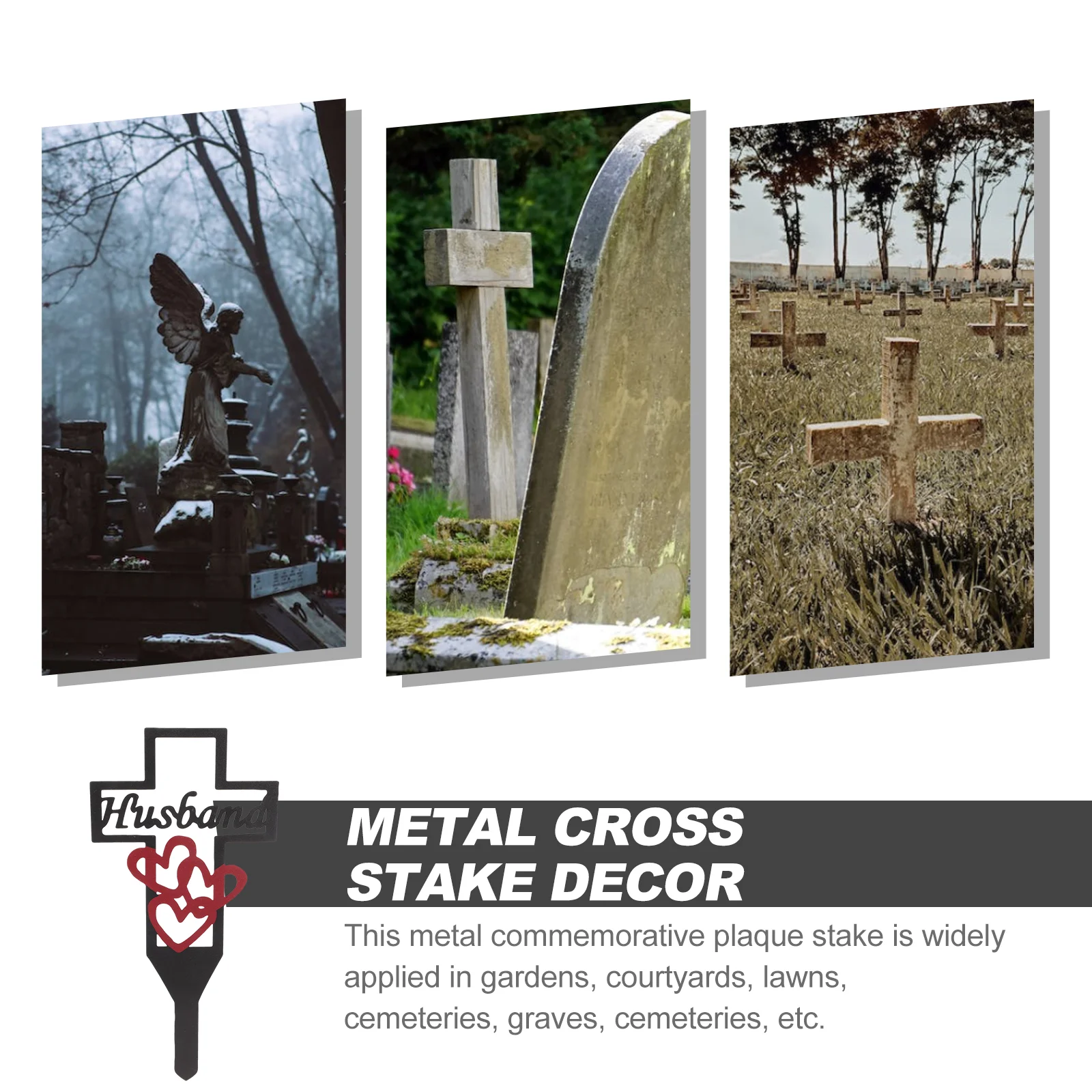 Outdoor Decorations Metal Cross Garden Pile Cemetery Memorial Husband Ground Insert Grave Stake Graves Marker Yard Signs Dad