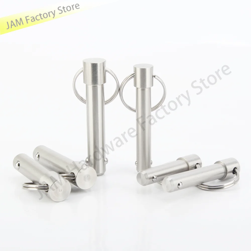 

MJ114 Stainless Steel Spring Type Ball Head Locking Pin Dia 5~25mm Length 10~100mm Quick Release Locating Pins With Pull Ring