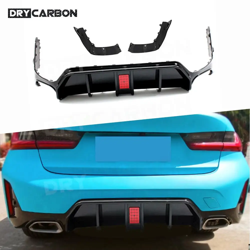 

Rear Diffuser Bumper Lip Chin Spoiler With Led Light Rear Winglet Apron Car Styling Bodykit For BMW G20 G28 LCI 2023+