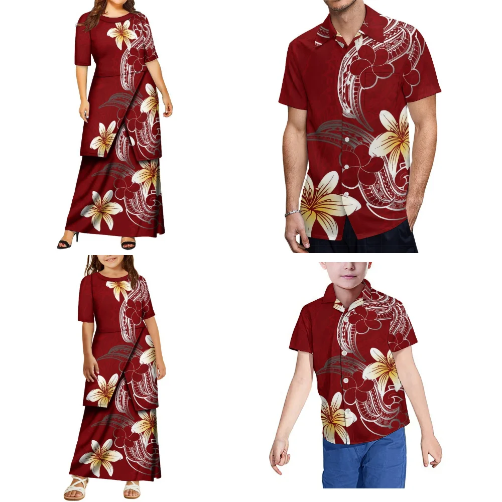 Summer Round-Neck Parent-Child Outfits Polynesian Family Wear Casual Adult And Children'S Sets Custom-Made Boys' Shirts