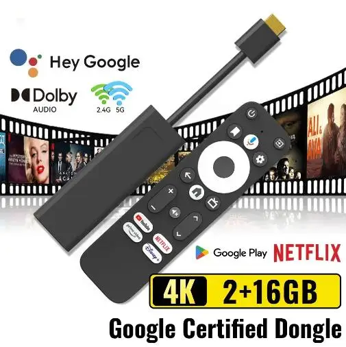 مجموعة واي فاي الأصلية ، عصا تلفزيون أندرويد ، GD1 ، مشغل وسائط بث 4K ، Amlogic S905Y4 ، 2G dddr4 ، 16GB ، Netflix ، معتمد من جوجل