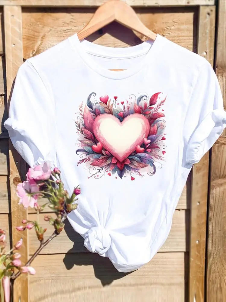 Sweet Watercolor Trend 90s Women Shirt Graphic T Top Tee Print Fashion Lady Female Stylish Short Sleeve T-shirts T-Shirt