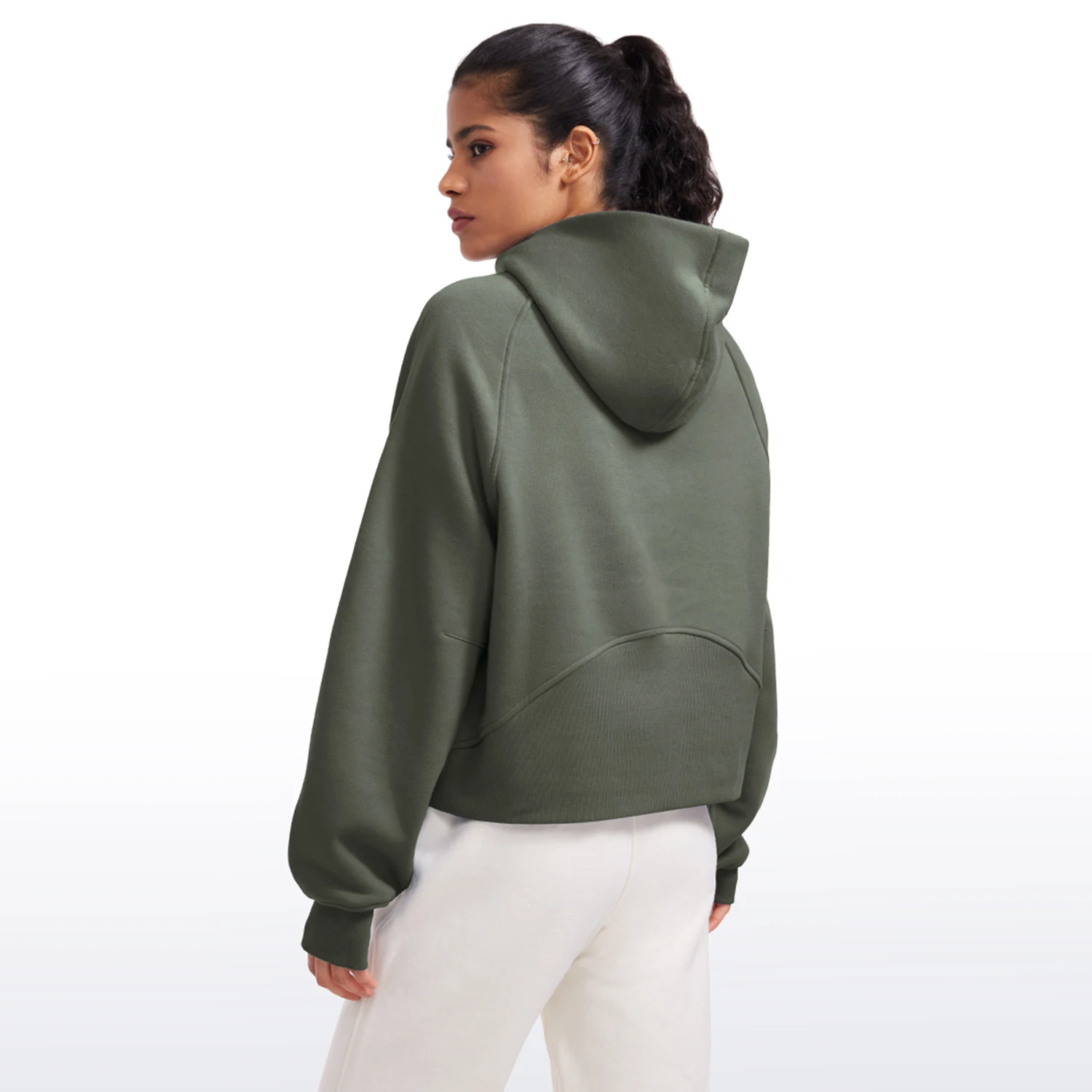 CRZ YOGA Womens Fleece Lined Half Zip Hoodies Pullover Oversized Long Sleeve Casual Workout Sweatshirts with Thumb Holes