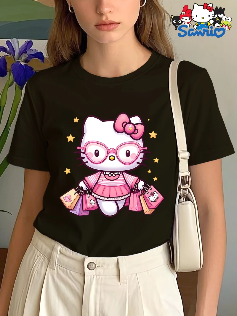 2022 Sommer Hello Kitty Sanrio Damen Casual Graphic Tee Kurzarm High-End-Luxus ist sowohl für Männer als auch Frauen Top Y2k