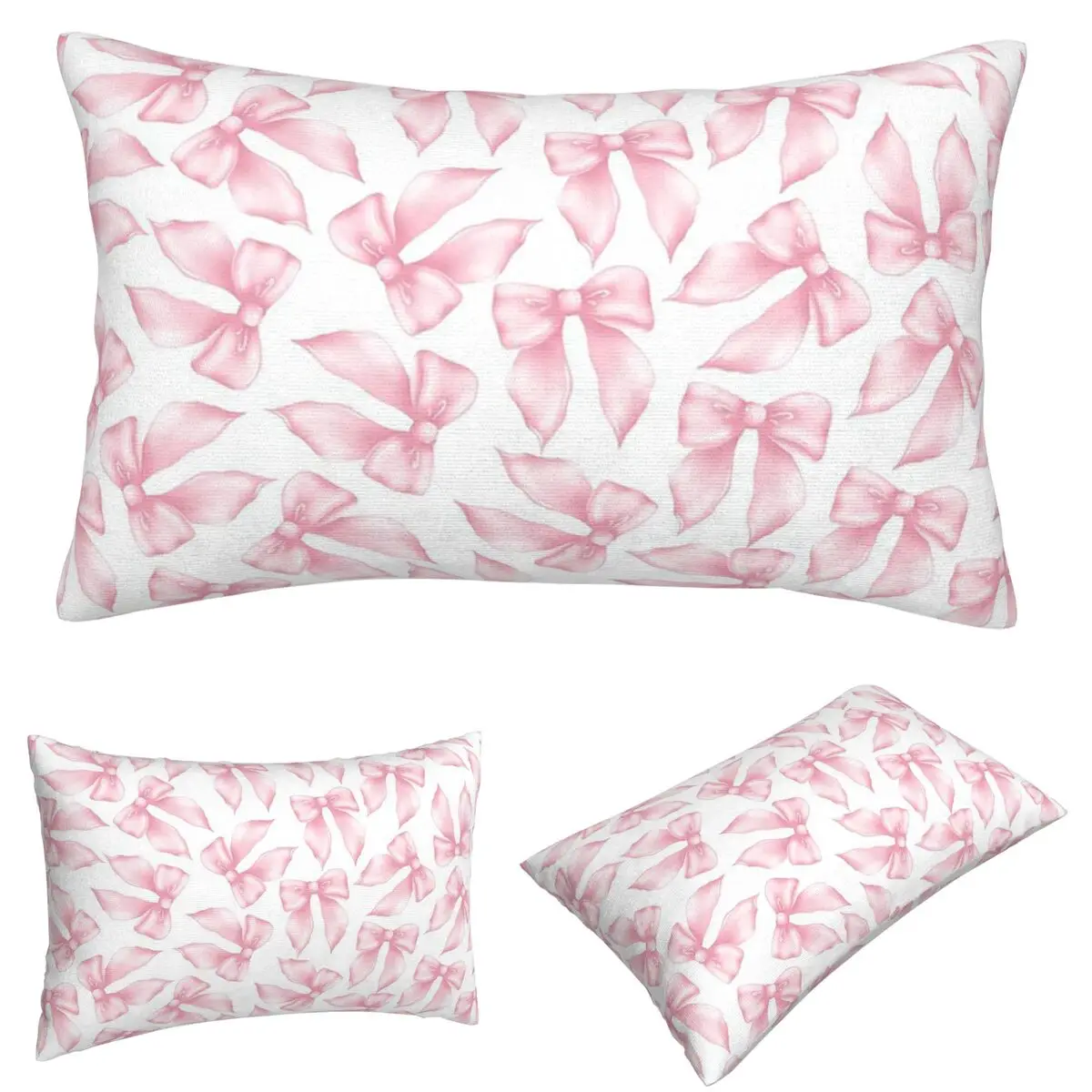 Cochuette – taie d'oreiller rectangulaire à motif de nœud rose, housse de coussin décorative pour chambre à coucher, lit, confort de la maison