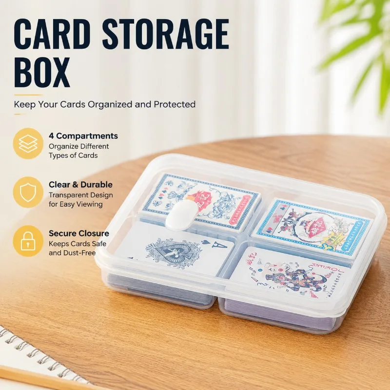 Transparent Plastic Playing‑card Storage‑case, Multi‑purpose Organizer for Game‑trading‑cards, Id‑papers, Practice‑decks