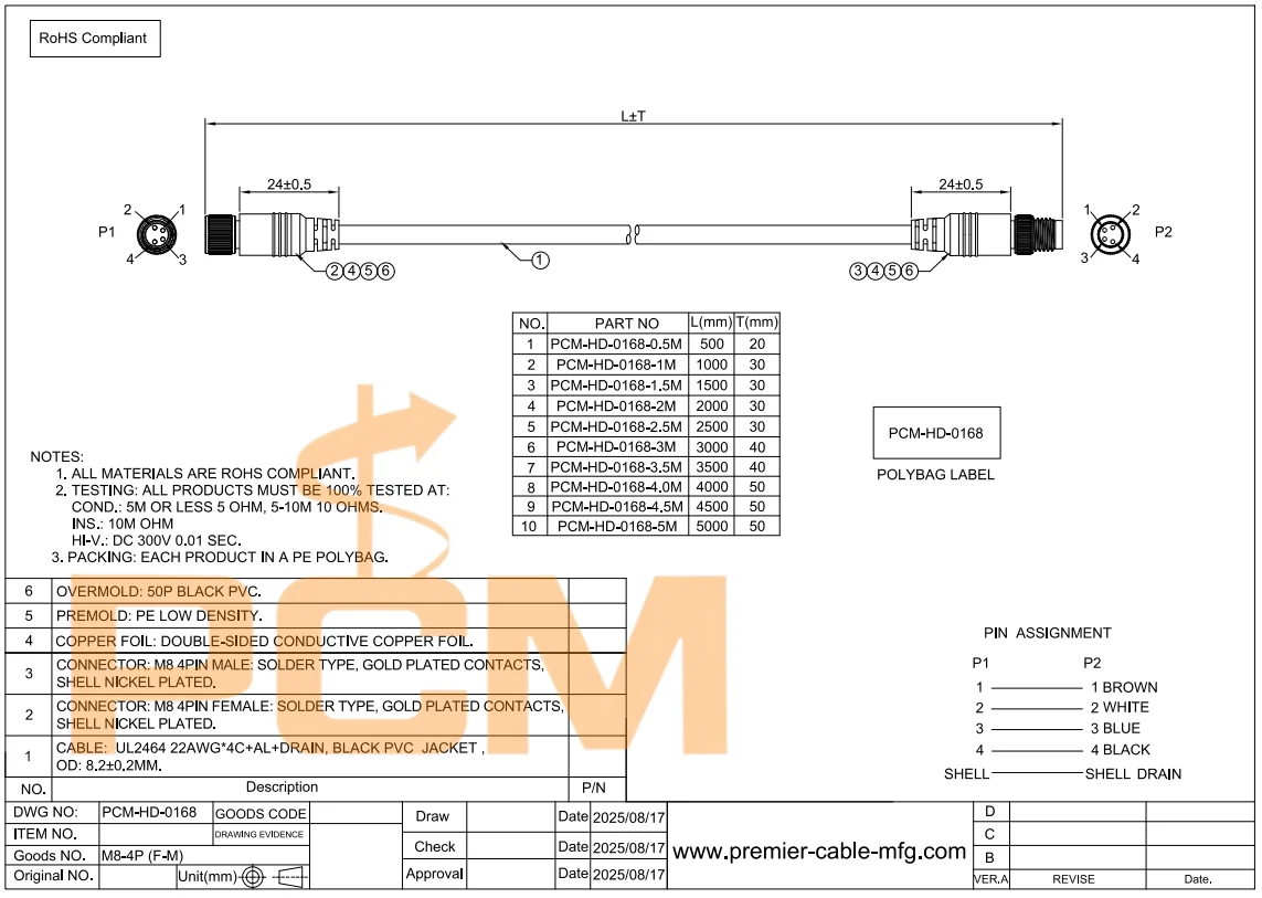 M8 4-Pin-Stecker auf Buchse Senergy Ai Motor-Verlängerungskabel 22 AWG Sensor-Verlängerungskabel für industrielle Automatisierungsgeräte – Detail 3