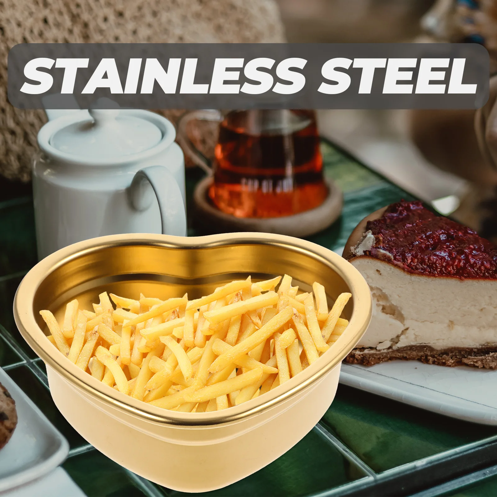 

Household Stainless Steel Love Disc Dessert Plates Snack Tray Heart Serving Platter