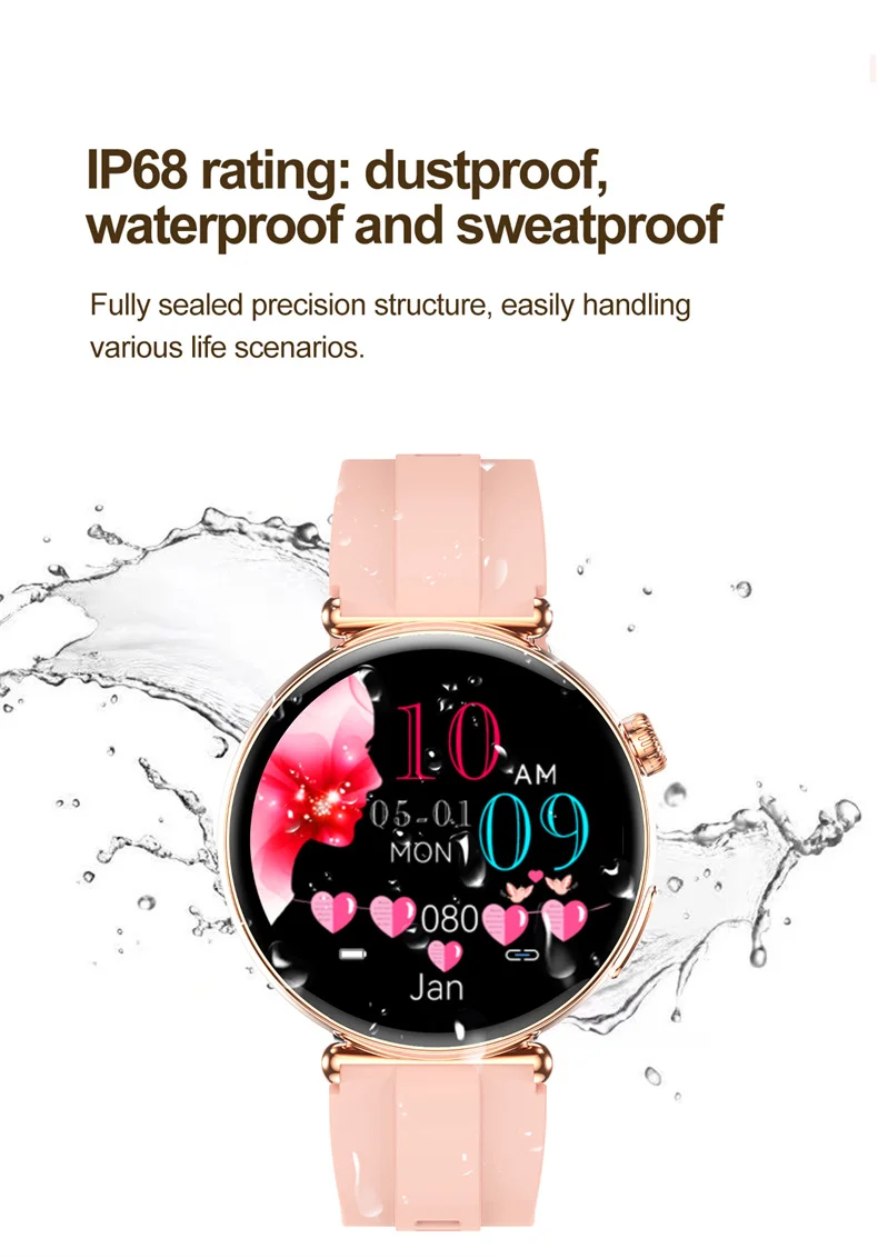 Damen-Smartwatch mit 1,32-Zoll-AMOLED-Bildschirm, Anruffunktion, EKG, Sportuhr, Blutdruckmessung, Mikro-Physikalische Untersuchung, KI-Zifferblatt, Damen-Smartwatch – Detail 30