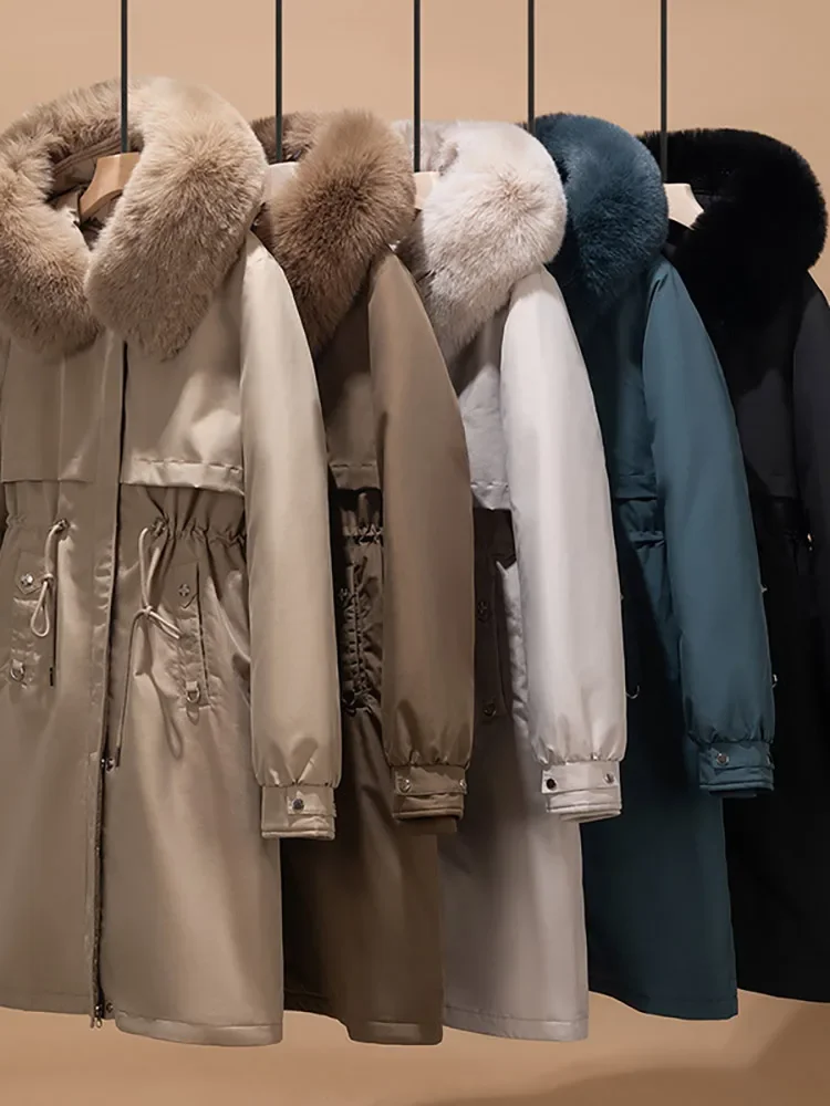 Per2024 Nieuwe Winter Vrouwen Puffer Jas Afneembare Voering Bont Capuchon Katoen Gewatteerde Jas Lange Parka Kleding Vrouwen Uitloper