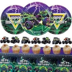 monster truck birthday decoration disposable party plate cup topper tablecloth monster jam baby shower monster truck party favor