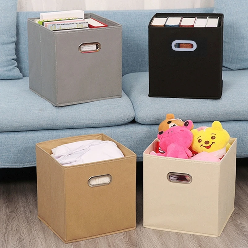 Cloth Cube Storage Boxes with Double Metal Handle Collapsible Folding Basket Wardrobe Storage Box for Clothes Toys