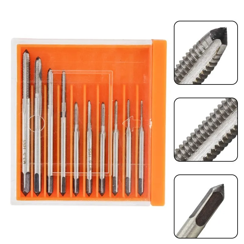 Mini HSS Metric Screw Thread Tap M1-M3.5 Straight Flute Machine Plug Tap Drill Bit Set