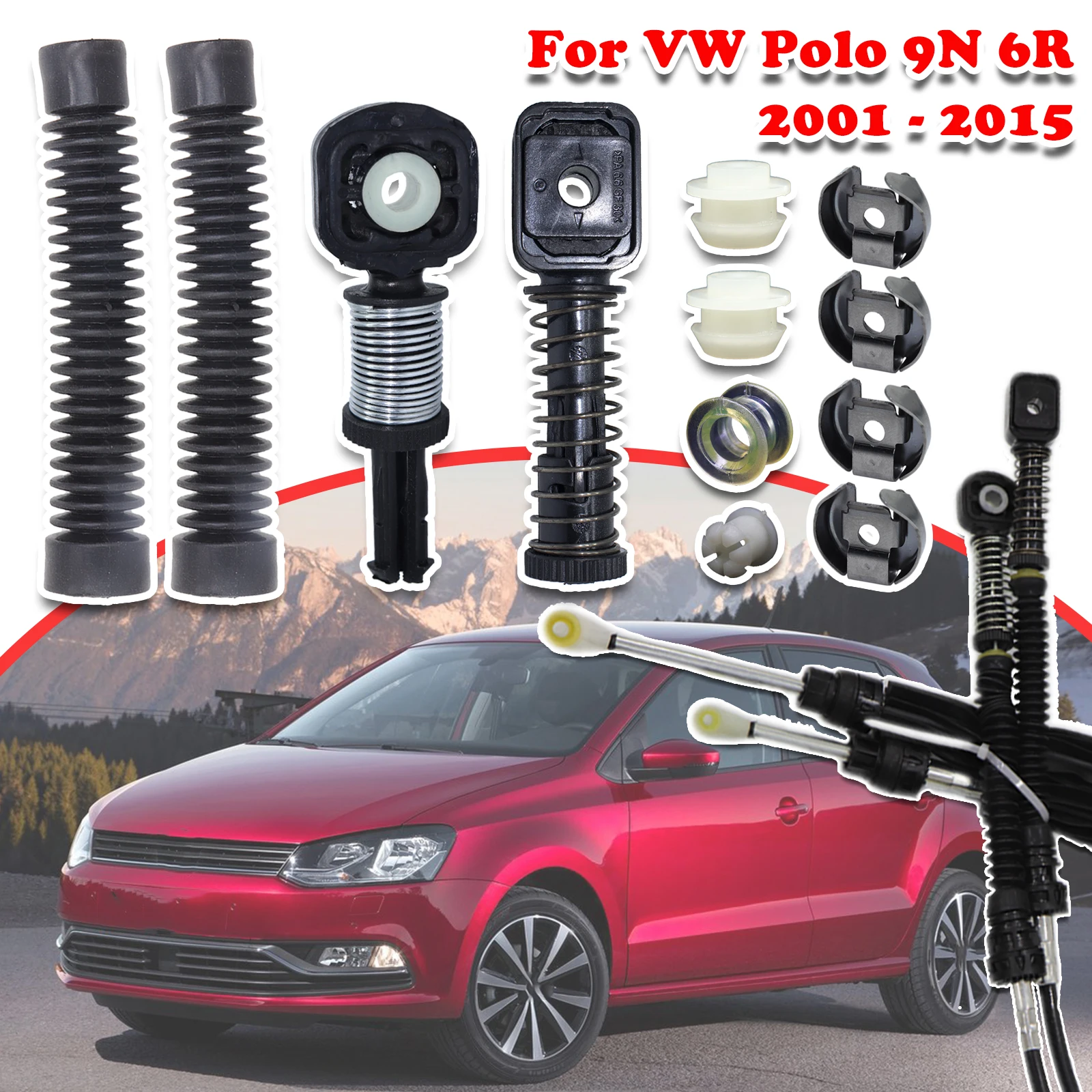 

For VW Polo 9N 6R Manual Gear Shift Selector Lever Linkage Cable Bowden Bushing Sleeve Gaiter Repair Kit 2001 2002 2003 - 2015