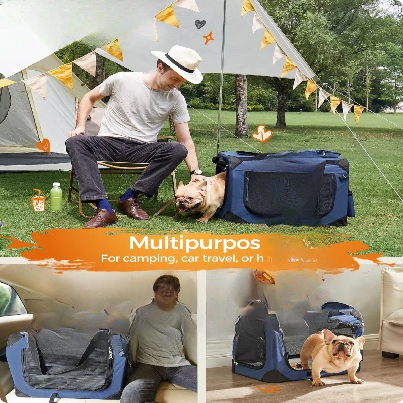 Foldable Portable Pet Tote Bag Dog Cat Transport Travel Bag Strap