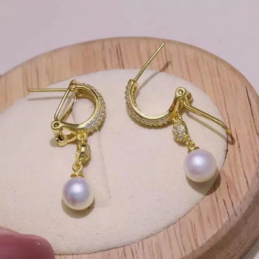 

Классическая пара круглых висячих сережек с белым жемчугом Южного моря 9-10 мм 10-11 мм 925ss