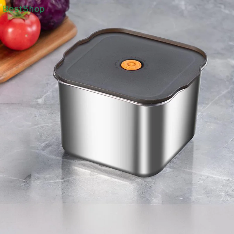 Stainless Steel Fresh-keeping Box Sealed Leak Proof Lunch Box Fruit Box With Lid Dumpling Container Refrigerated Storage Box