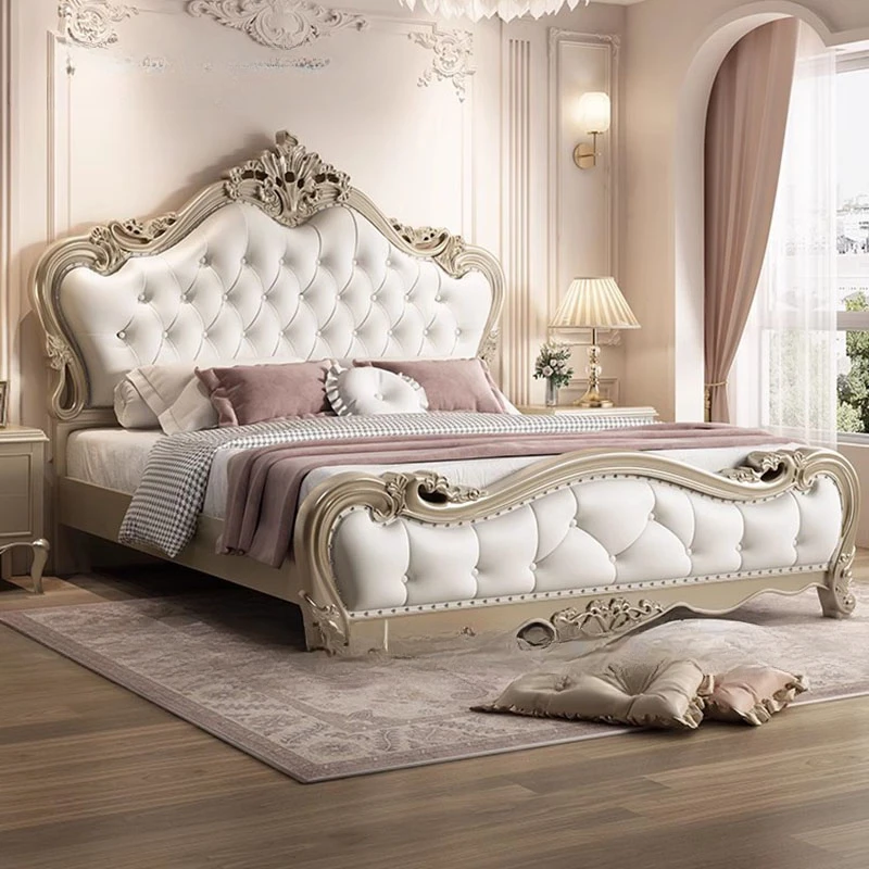 

Master Villa European Double Bed High End Princess Bedroom Human Double Bed Modern Storage Meubles De Chambre Nordic Furniture