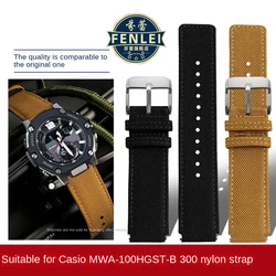 Canvas bracelet For Casio MWA-100H MWD-100H GST-B300 series High quality nylon Watch strap Raised Wristband 20mm Men's Watchband