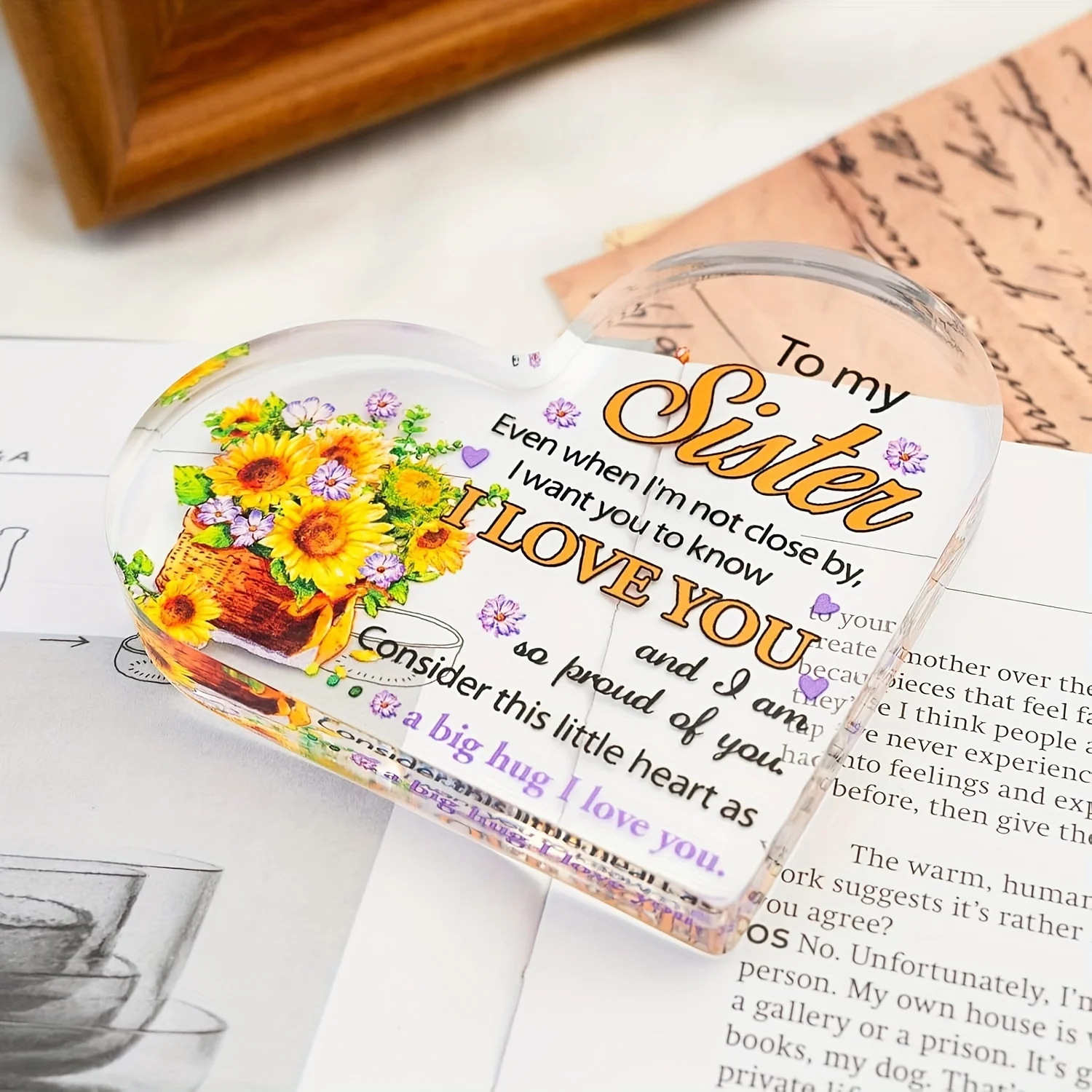 هدايا الأخت من هدايا عيد ميلاد الأخت الأخت، ديكورات مكتبية من الأكريليك، هدايا زفاف مثالية لعيد الشكر والكريسماس للكبار