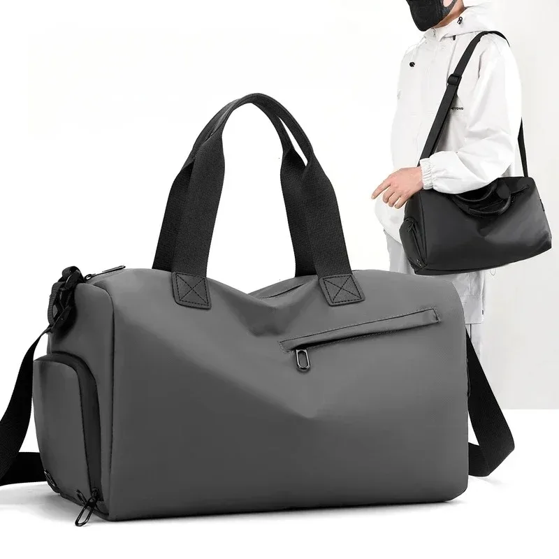 Large capacity short distance travel zipper Oxford bag solid fitness bag Y2K lightweight waterproof luggage tote bag sports bag