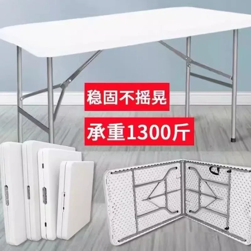 Simple dining table and chairs outdoor folding stall household blow molding folding table night market plastic porta
