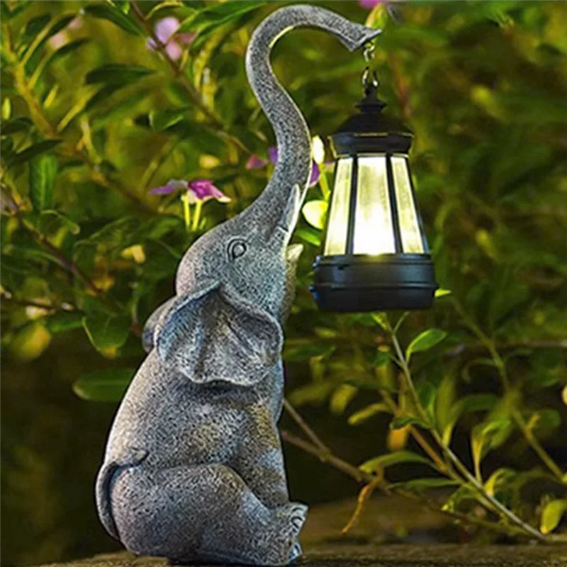 ABPP-estatuas solares de elefante para jardín, estatua de elefante de resina para patio al aire libre, regalo perfecto de elefante para mujer, abuela