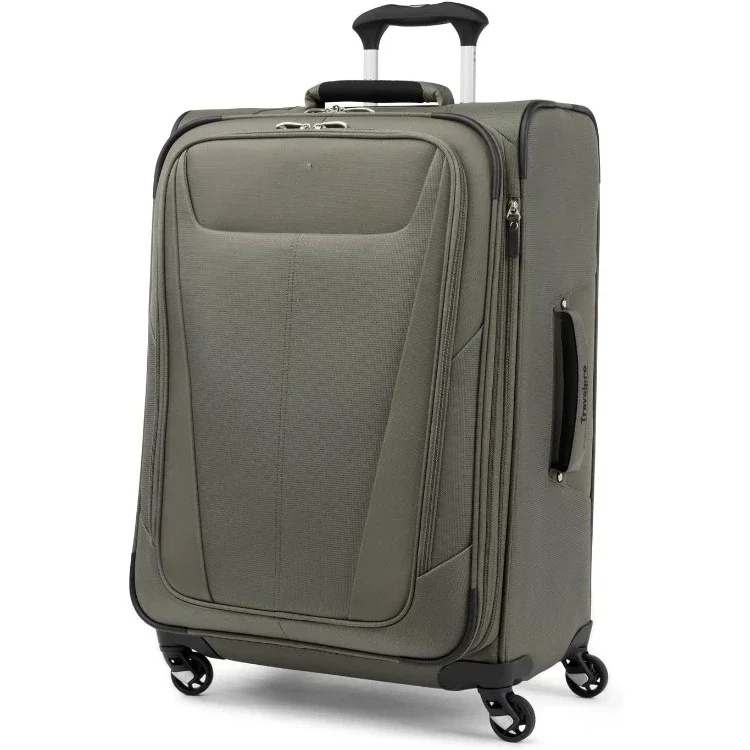 Maxlite 5 Softside Expandable Checked Luggage with 4 Spinner Wheels, Lightweight Suitcase, Men and Women, Slate Green,