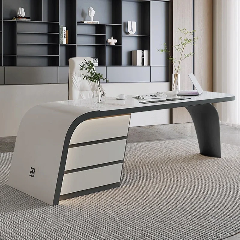 

Designer Desktop Office Desk Hutch Storage Big Organizer White Computer Desks Drawers Luxury Mesa Para Computador Furniture