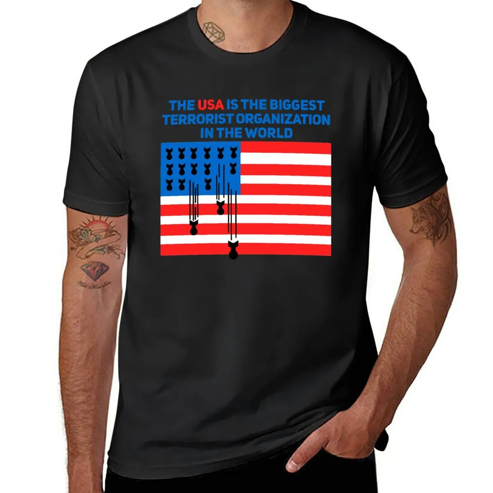 

New The USA is the biggest terrorist organization in the world T-Shirt graphics t shirt Short sleeve tee workout shirts for men