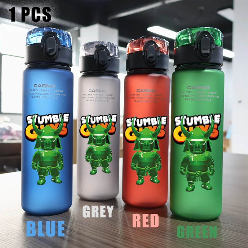 Stumble Guys figura de juego de dragón de fuego, taza de agua portátil para acampar al aire libre, botella de agua a prueba de fugas, regalo para niños, 560ml